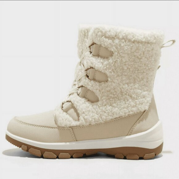 Women's Corie Shearling Hiker Winter Boots - Universal Thread Cream 10 - Picture 3 of 4